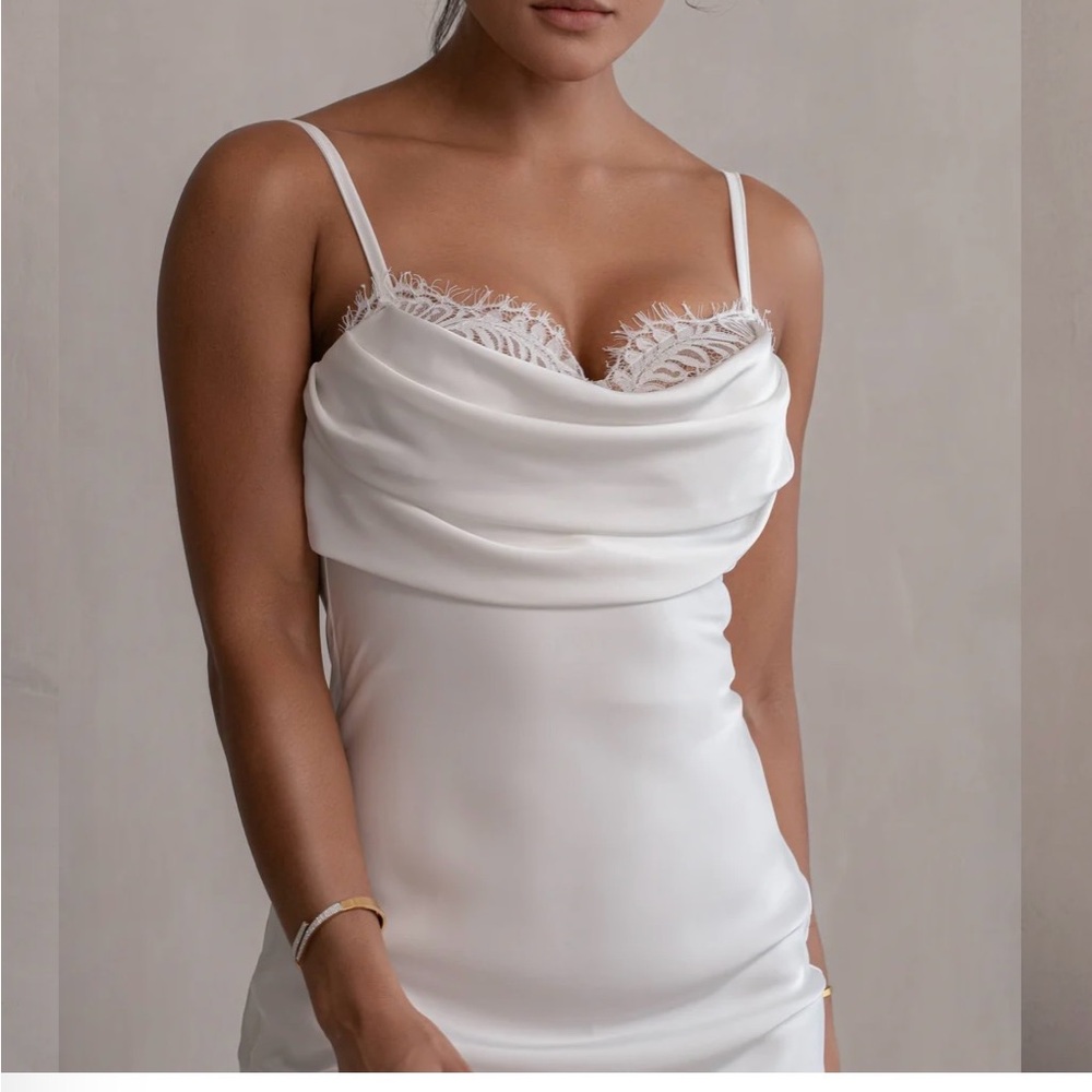 IVORY UNVEILED SATIN MAXI DRESS